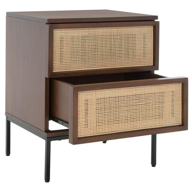 Zadie 2 Drawer Rattan Nightstand - NST5007 - Walnut/Natural - Safavieh