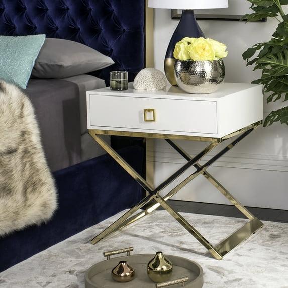 Zarina Modern Cross Leg End Table - White - Safavieh.