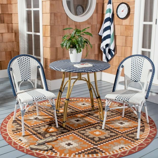 Zoya Chair (Set Of 2) - Indoor/Outdoor - PAT4037 - Blue/White - Safavieh