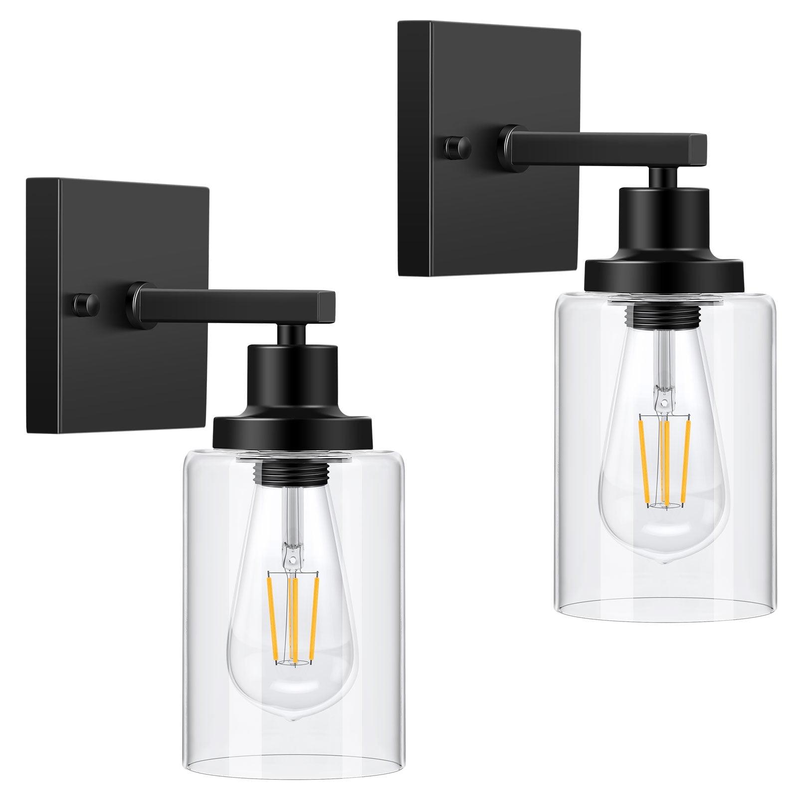 LIDNGLN Set of Two Modern Bathroom Vanity Light Wall Sconces  Elegant Metal Wall Lighting Fixtures with Clear Glass Shades for Living Room Mirror