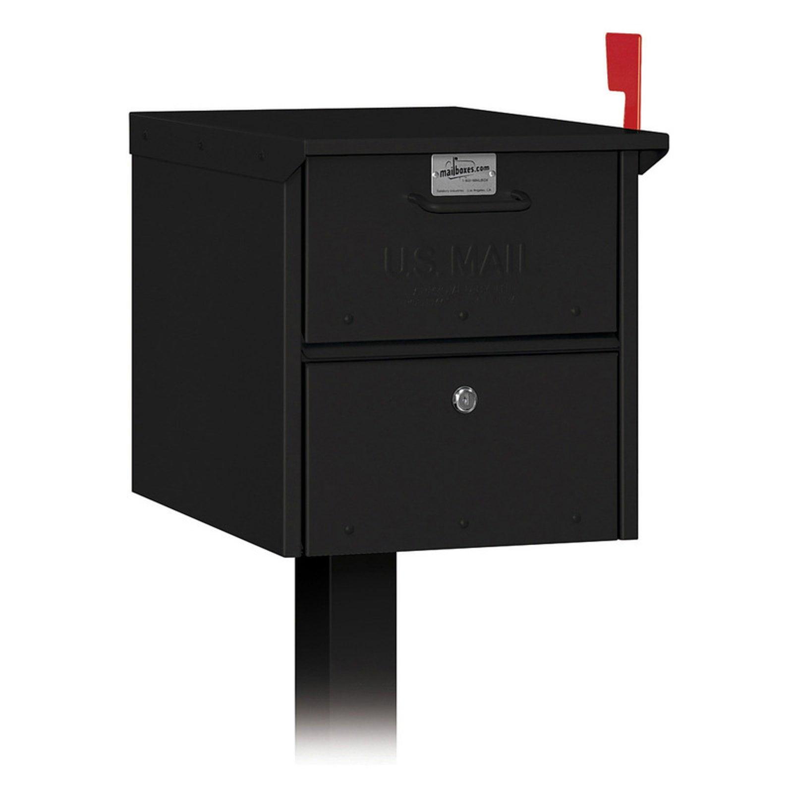 Extra Large Black Aluminum Lockable Pedestal Mailbox