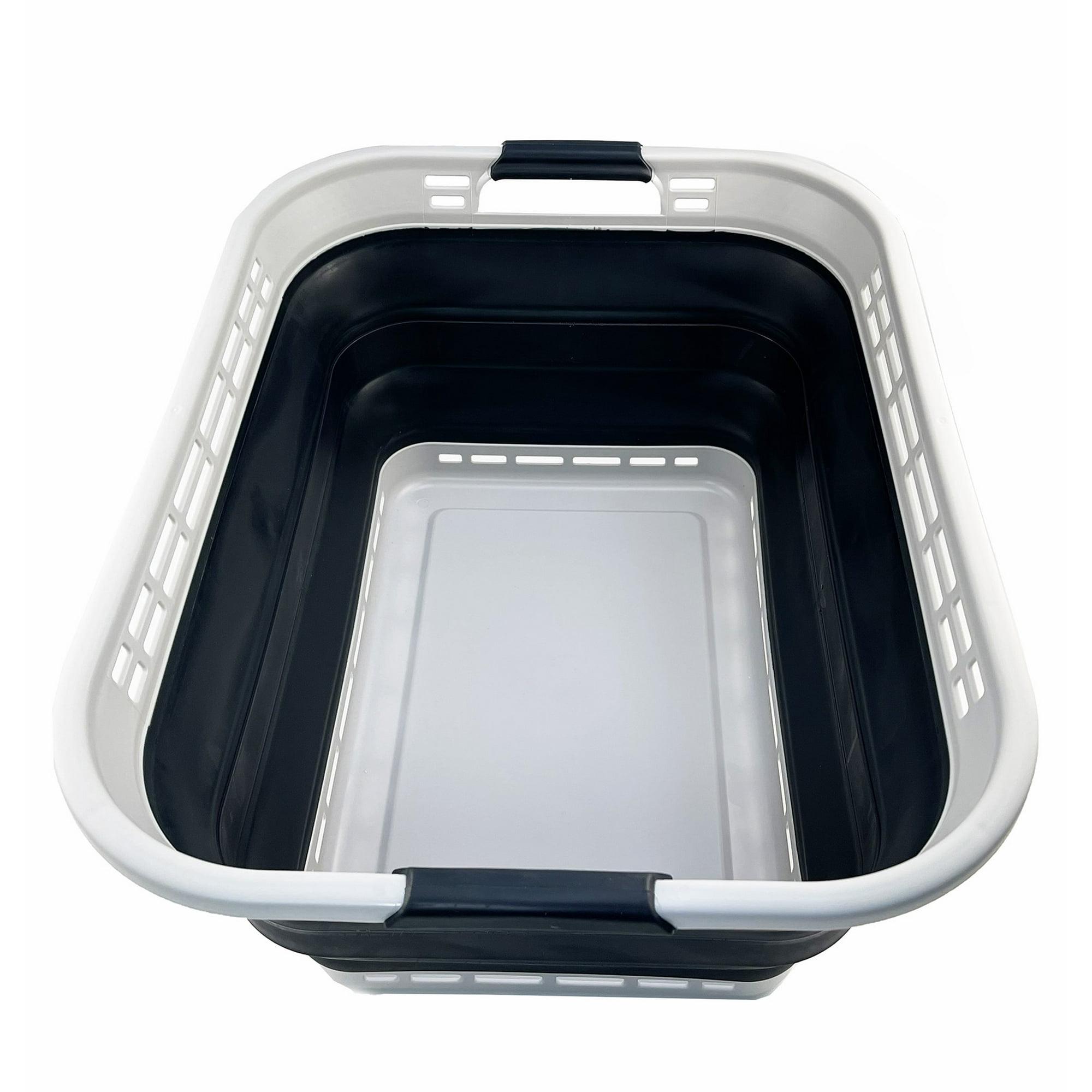 SAMMART 42L (11 Galloons) Collapsible Plastic Laundry Basket, Grey/Slate Grey