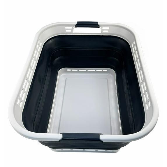 SAMMART 42L (11 Galloons) Collapsible Plastic Laundry Basket, Grey/Slate Grey