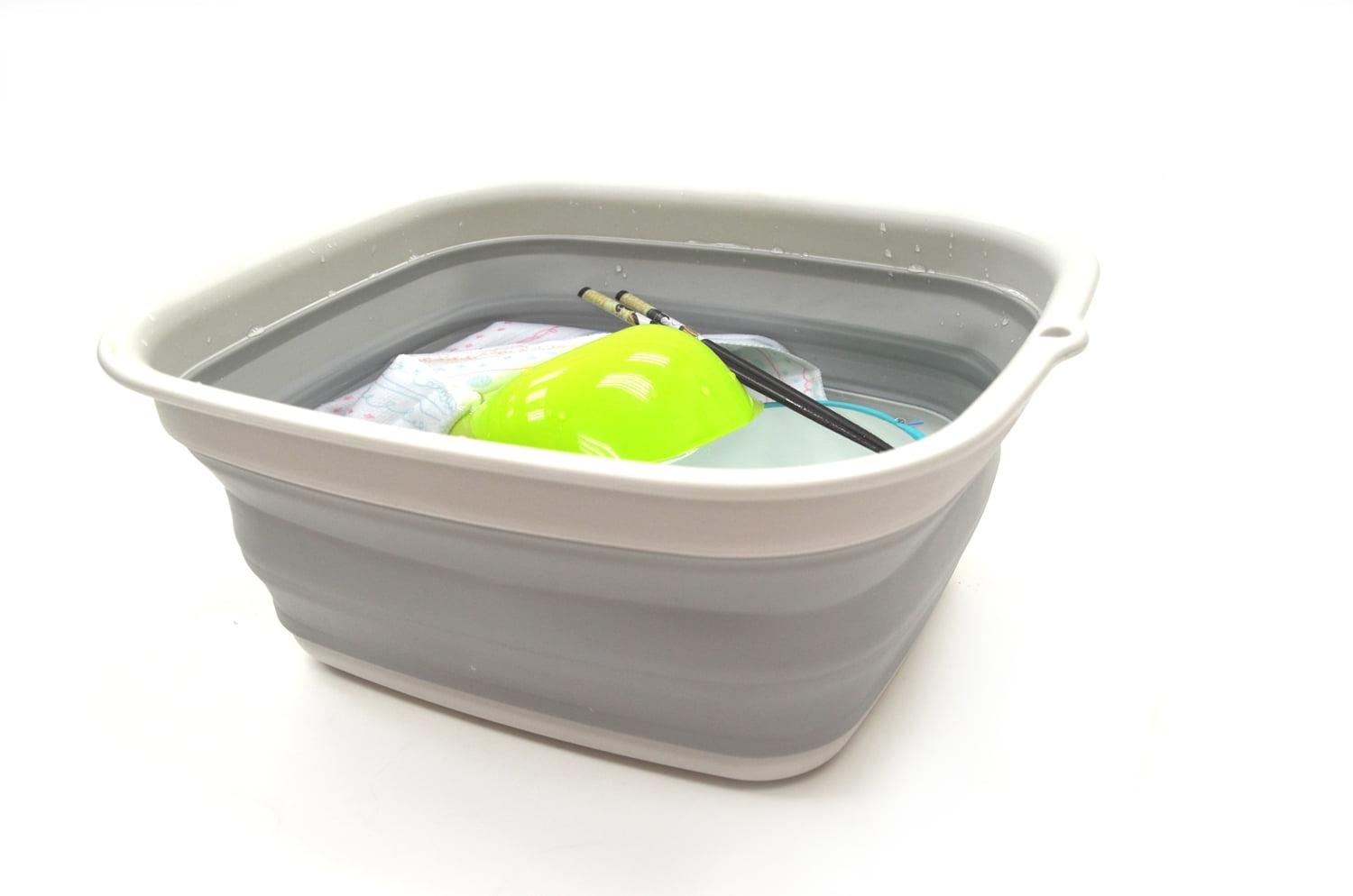 SAMMART 7.7L (2 Gallon) Collapsible Tub - Foldable Dish Tub, Grey