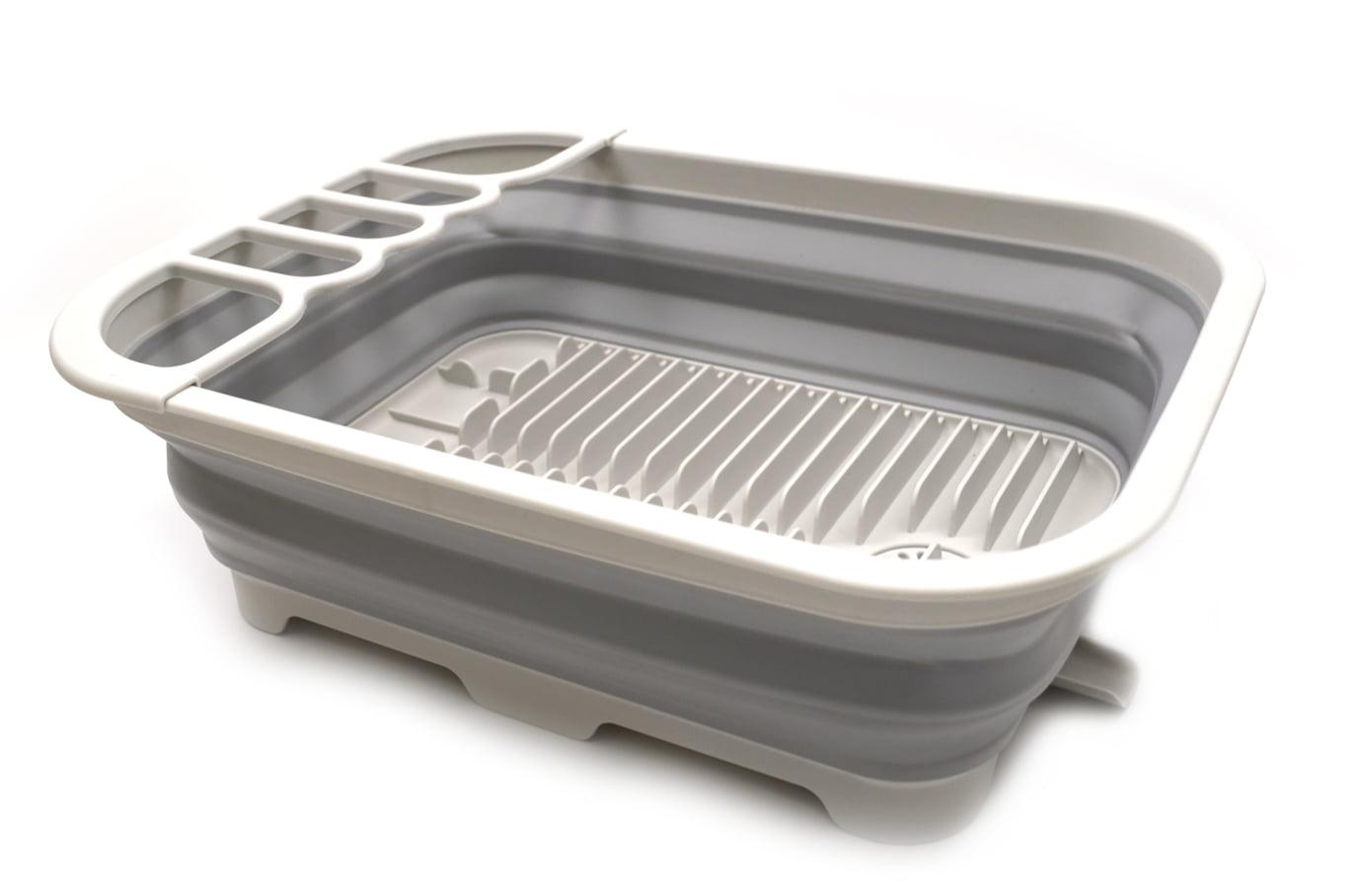 SAMMART 12L (3.17 Gallon) Collapsible Dish Drainer with Swivel spout, Grey