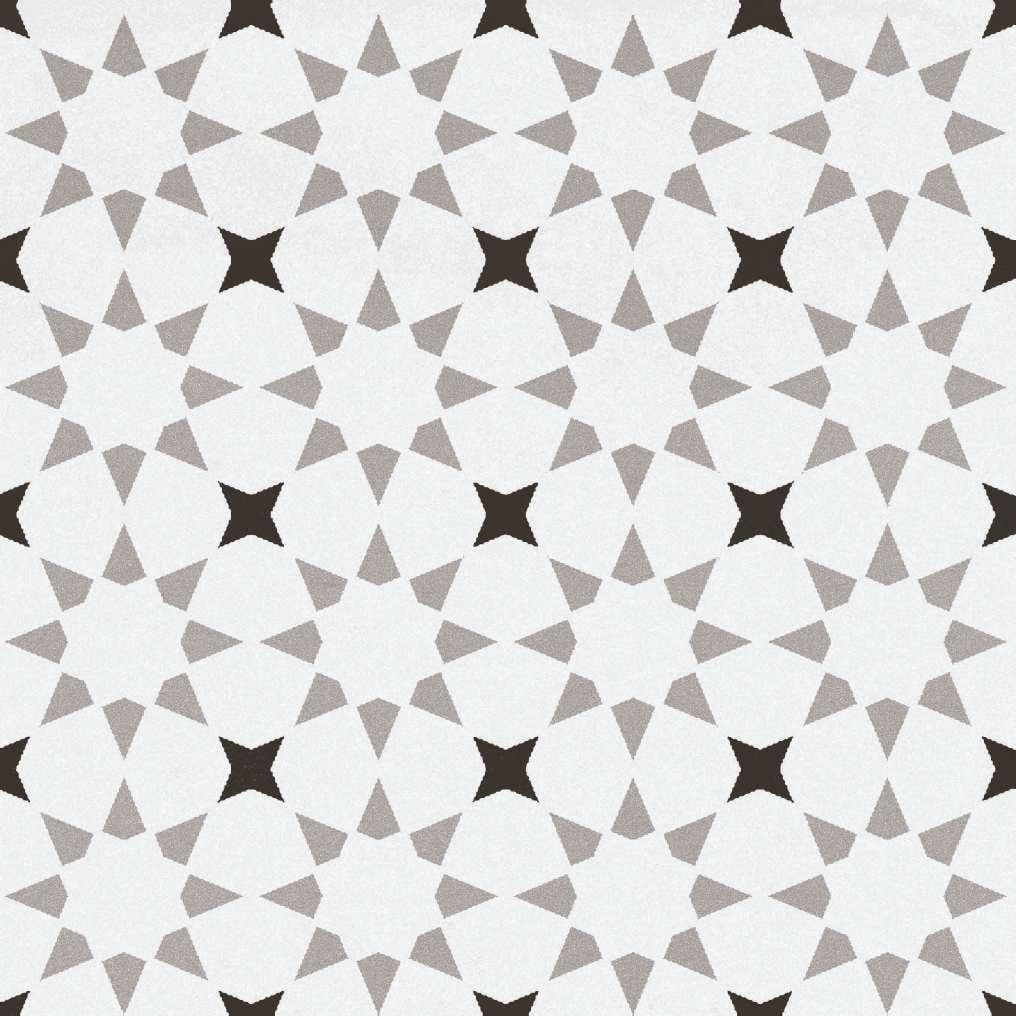 8" x 8" Black and White Matte Porcelain Patterned Tile