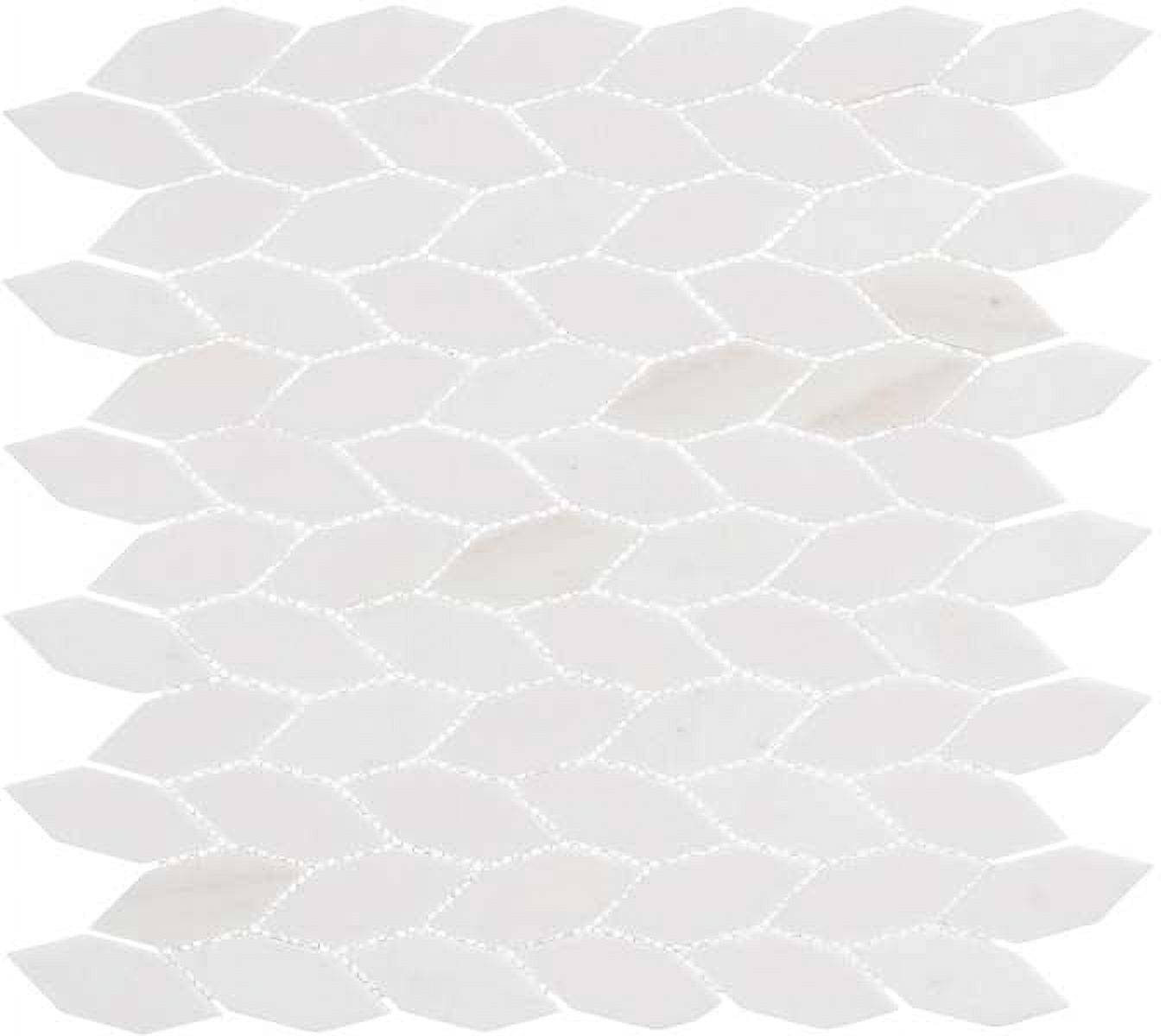 Pearl White Matte Elongated Hex Natural Stone Mosaic Tile