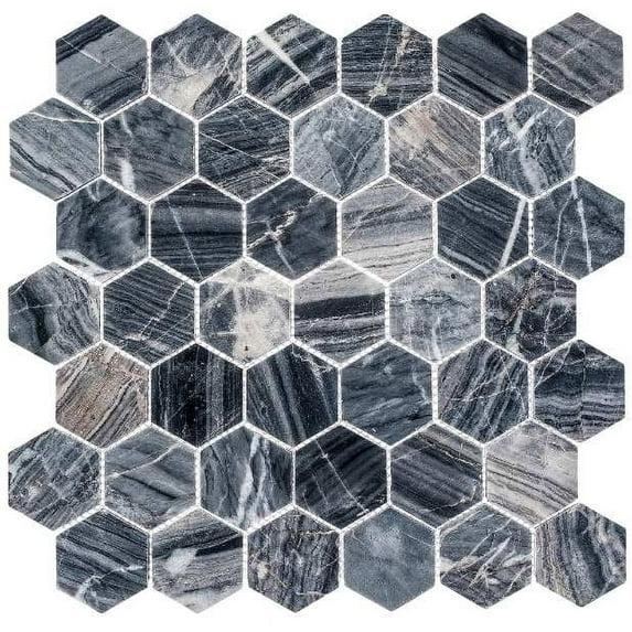 SAMPLE-Channing 2" x 2" Marble Honeycomb Mosaic Floor Use Tile