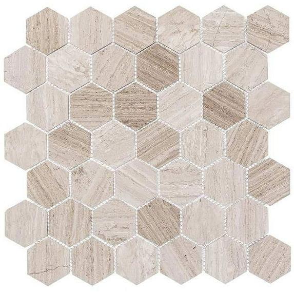 SAMPLE-Channing 2" x 2" Marble Honeycomb Mosaic Floor Use Tile