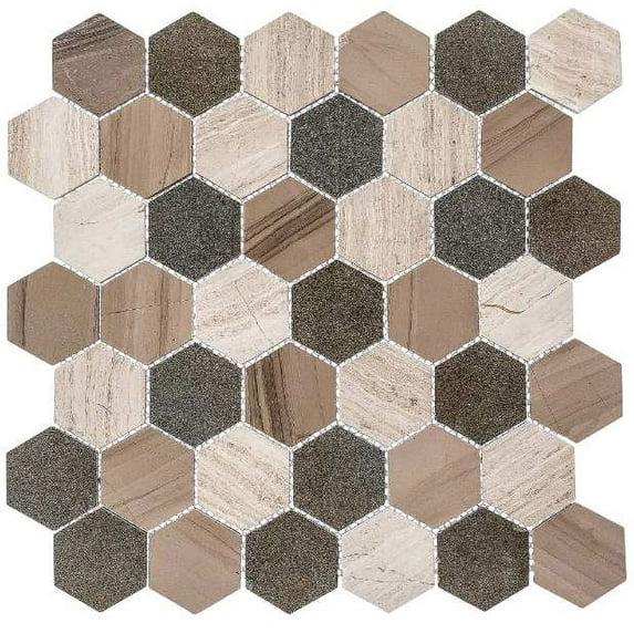 SAMPLE-Channing 2" x 2" Marble Honeycomb Mosaic Floor Use Tile