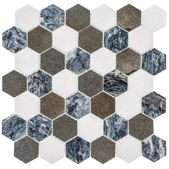 SAMPLE-Channing 2" x 2" Marble Honeycomb Mosaic Floor Use Tile