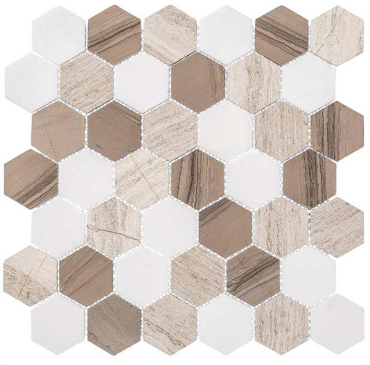 Channing 2" x 2" Marble Honeycomb Mosaic Tile in Brown and White