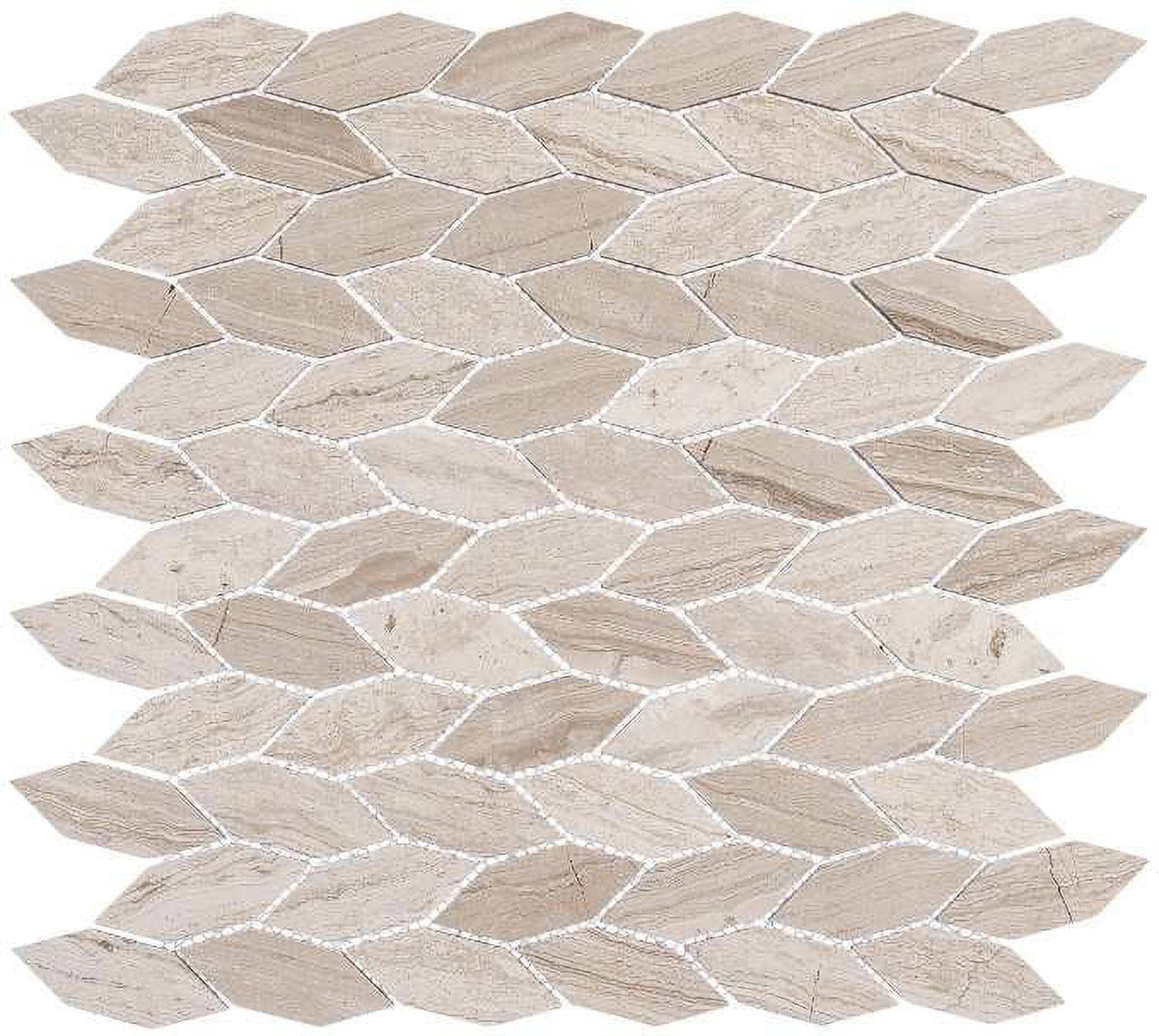 Tan Elongated Hex Natural Stone Mosaic Tile Sample