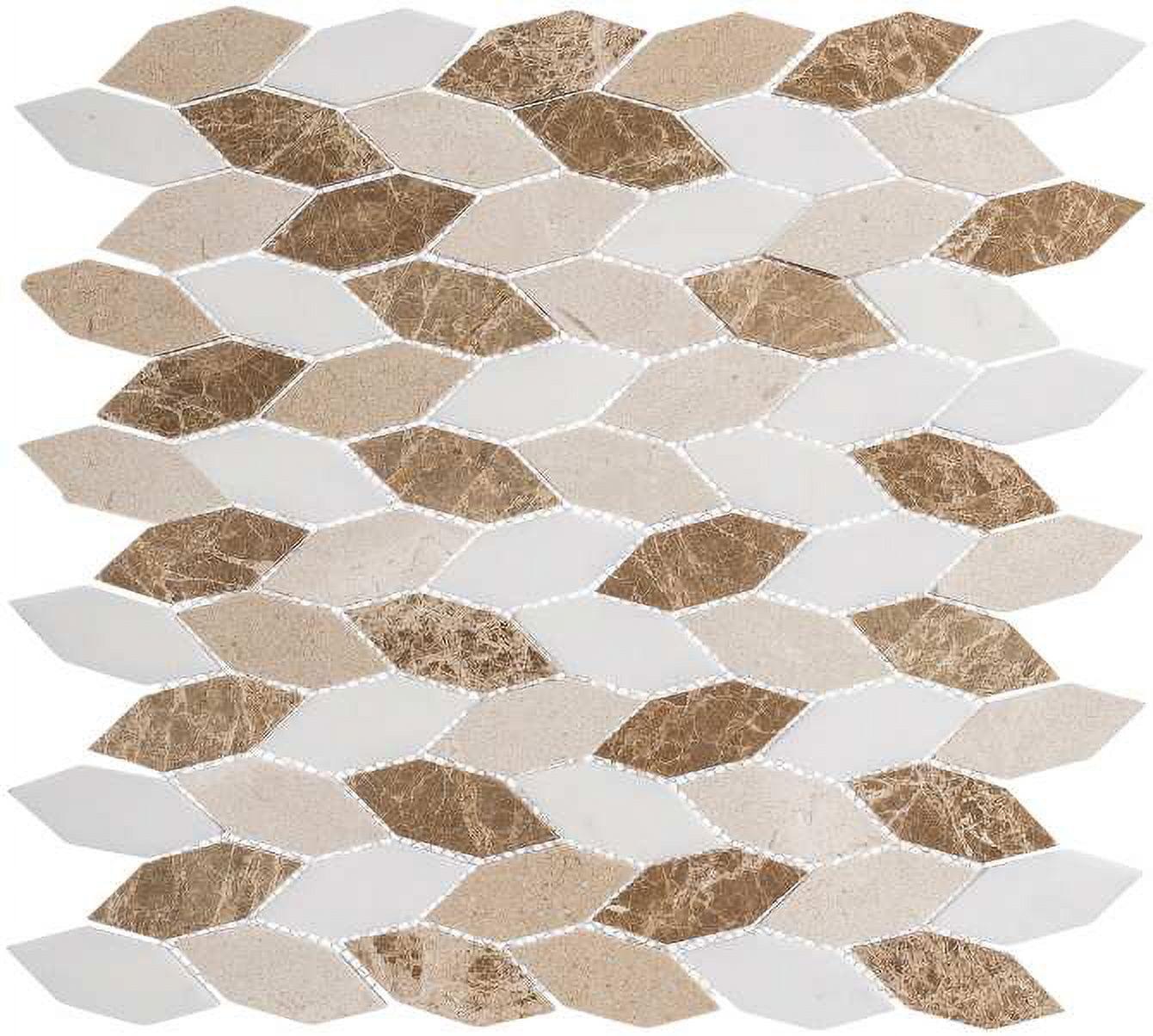 Mustard Brown and White Marble Hexagon Mosaic Tile Sample