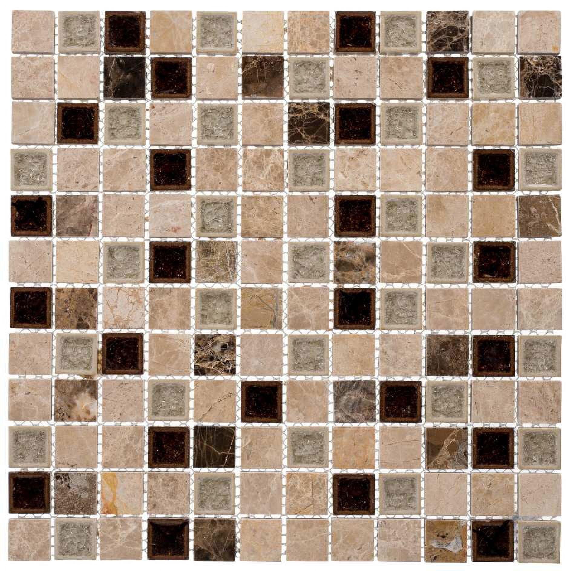 Exploration-Greece 1" Square Textured Glass and Marble Kitchen Backsplash, Bathroom, Shower, Wall and Floor Tile