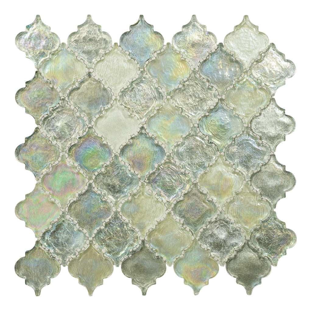 SAMPLE-Grandio Utopia Silver 2-in. Arabesque Polished Glass Mosaic Wall Tile