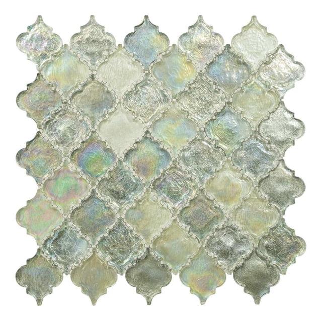 SAMPLE-Grandio Utopia Silver 2-in. Arabesque Polished Glass Mosaic Wall Tile