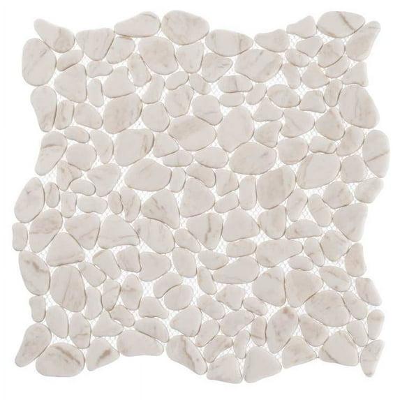 SAMPLE-Mellow Peace Beige Novelty Pebble Stone Look Matte Glass Mosaic Wall and Floor Tile
