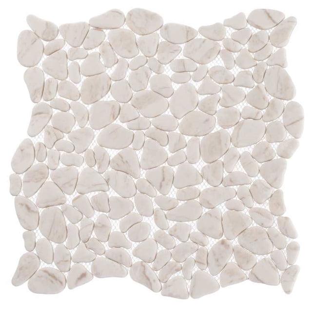 SAMPLE-Mellow Peace Beige Novelty Pebble Stone Look Matte Glass Mosaic Wall and Floor Tile