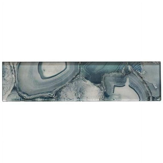 Muestra: Azul Capri Místico de 3 Pulgadas. x 12 Pulgadas. Azulejo de Pared de Mosaico de Vidrio Pulido con Apariencia de Mármol y Junta de Ladrillo Del Metro
