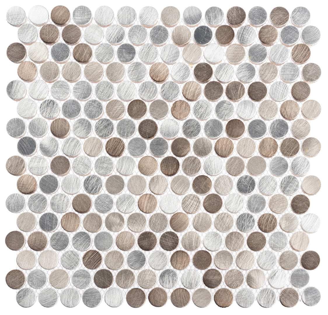 Limelight Silver and Gold Metal Penny Round Mosaic Tile