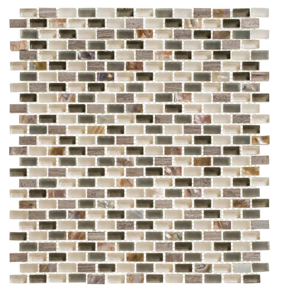 Castle Glossy Brown and Grey Glass Marble Mosaic Tile