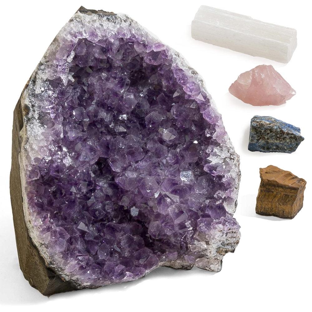 X-Large Amethyst Geode and Anti-Anxiety Crystal Set with Palo Santo