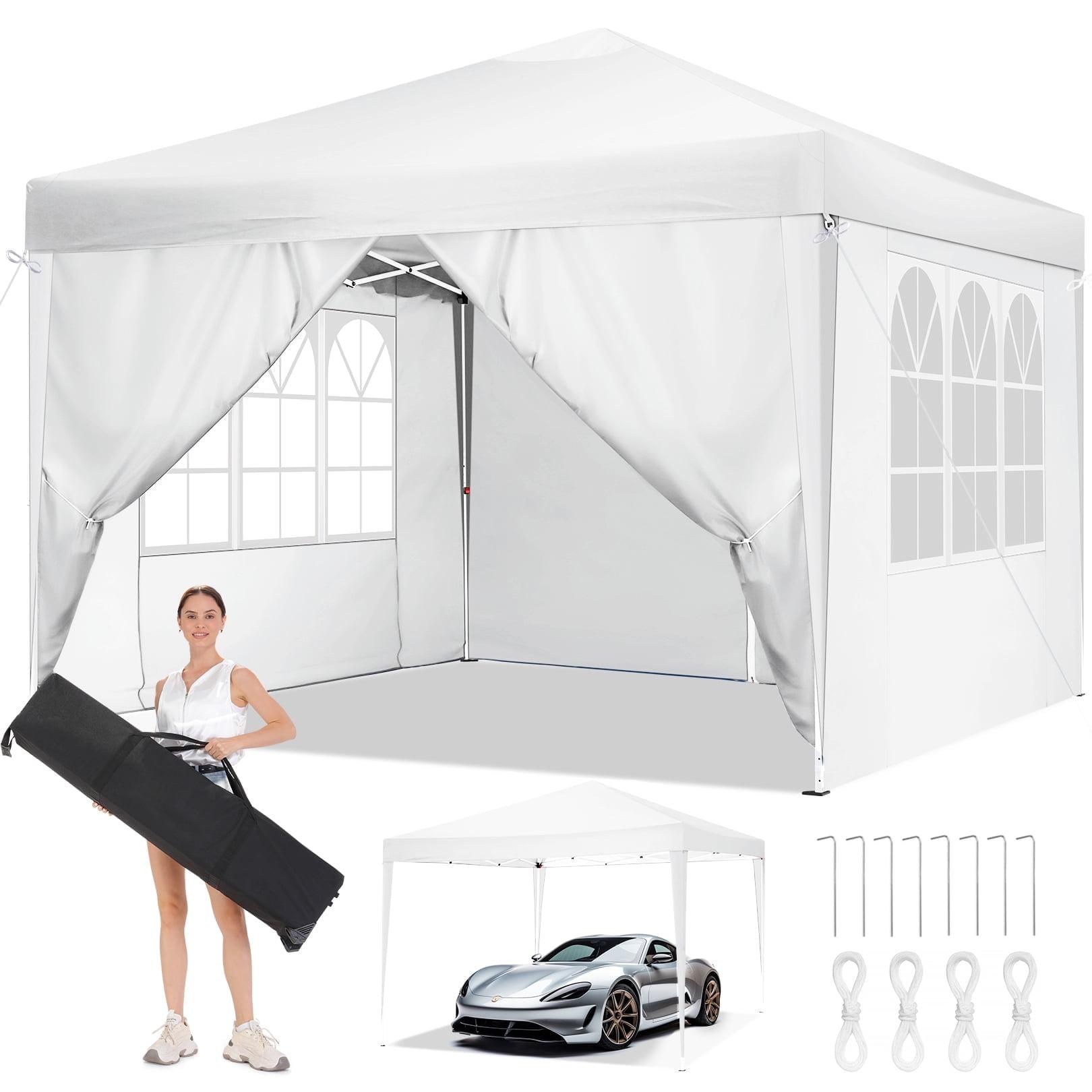 HOTEEL Canopy 10x10 Waterproof Pop up Canopy Tent with 4 Sidewalls Outdoor Event Shelter Tent for Parties Sun Shade Party Commercial Canopy with Air Vent & Carry Bag,White