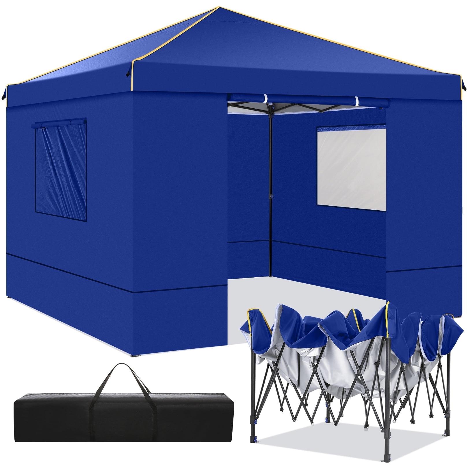 COBIZI 10x10 Pop-up Canopy Tent with 4 Sidewalls and Mesh Windows 2.0, Waterproof Commercial Instant Outdoor Canopy Tents for Party/Exhibition/Picnic with Carry Bag,4 Stakes & Ropes,Dark Blue