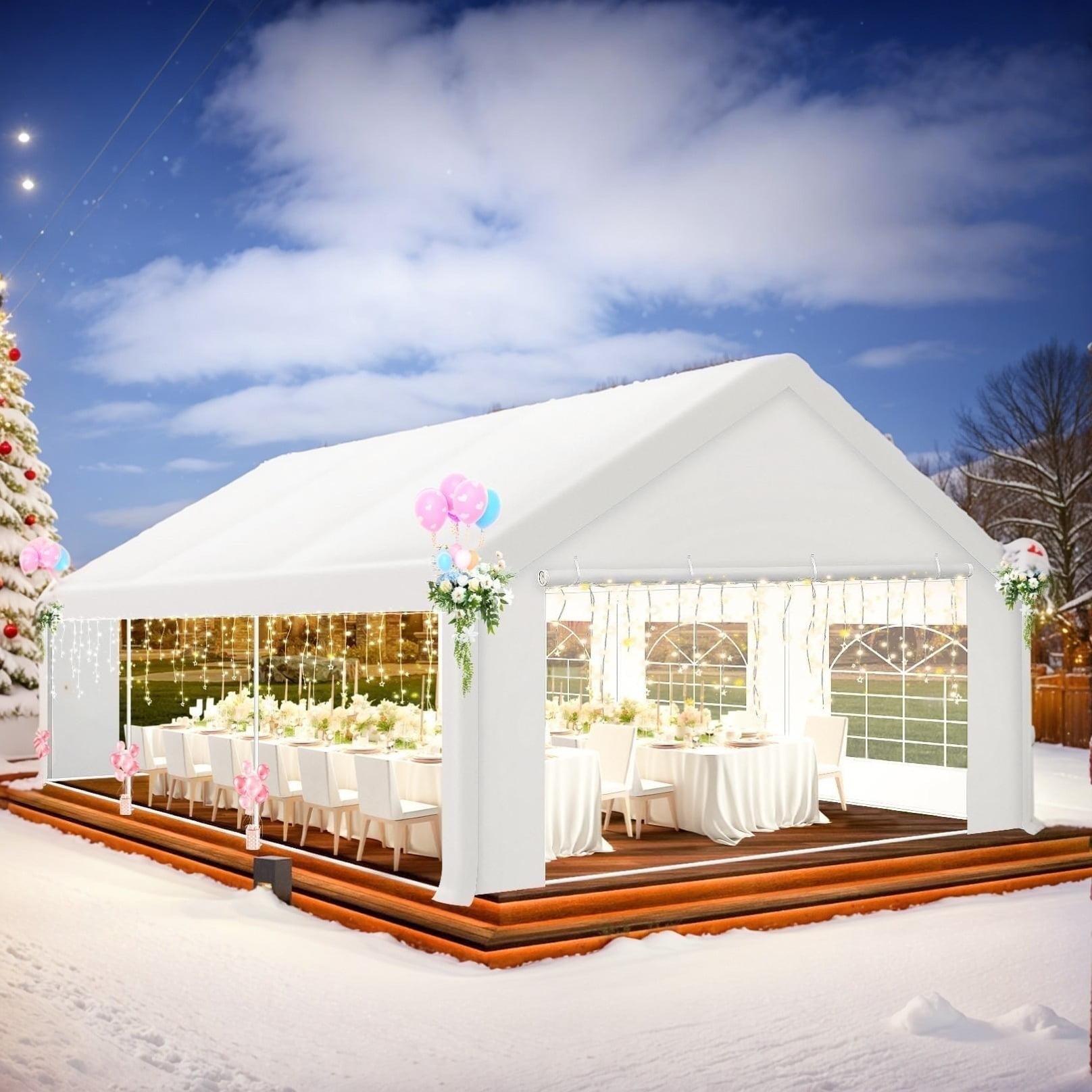 HOTEEL 20x20ft Heavy Duty Party Tent, Waterproof Outdoor Canopy Tents for Large Events, Commercial Grade Wedding, Parties, White