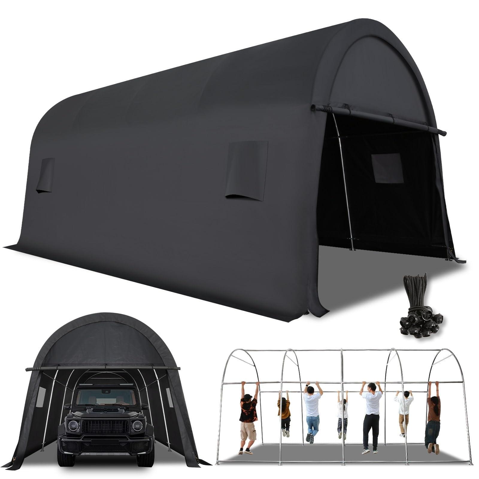 EROMMY Erommy 10 Ft. W x 20 Ft. D Galvanized Steel Portable Garage, Anti-Snow Carport, Storage Shed Canopy