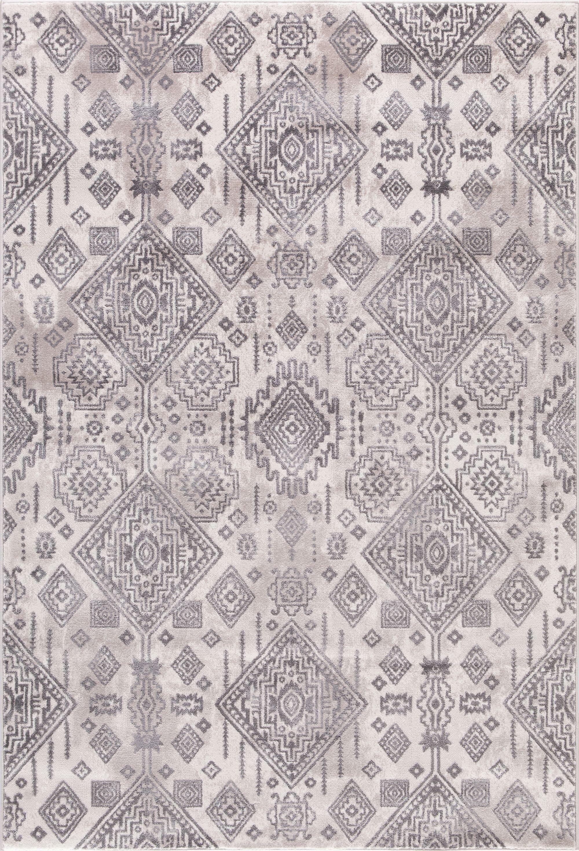 Ivory and Gray Synthetic Tufted Area Rug 7'10"x10'6"