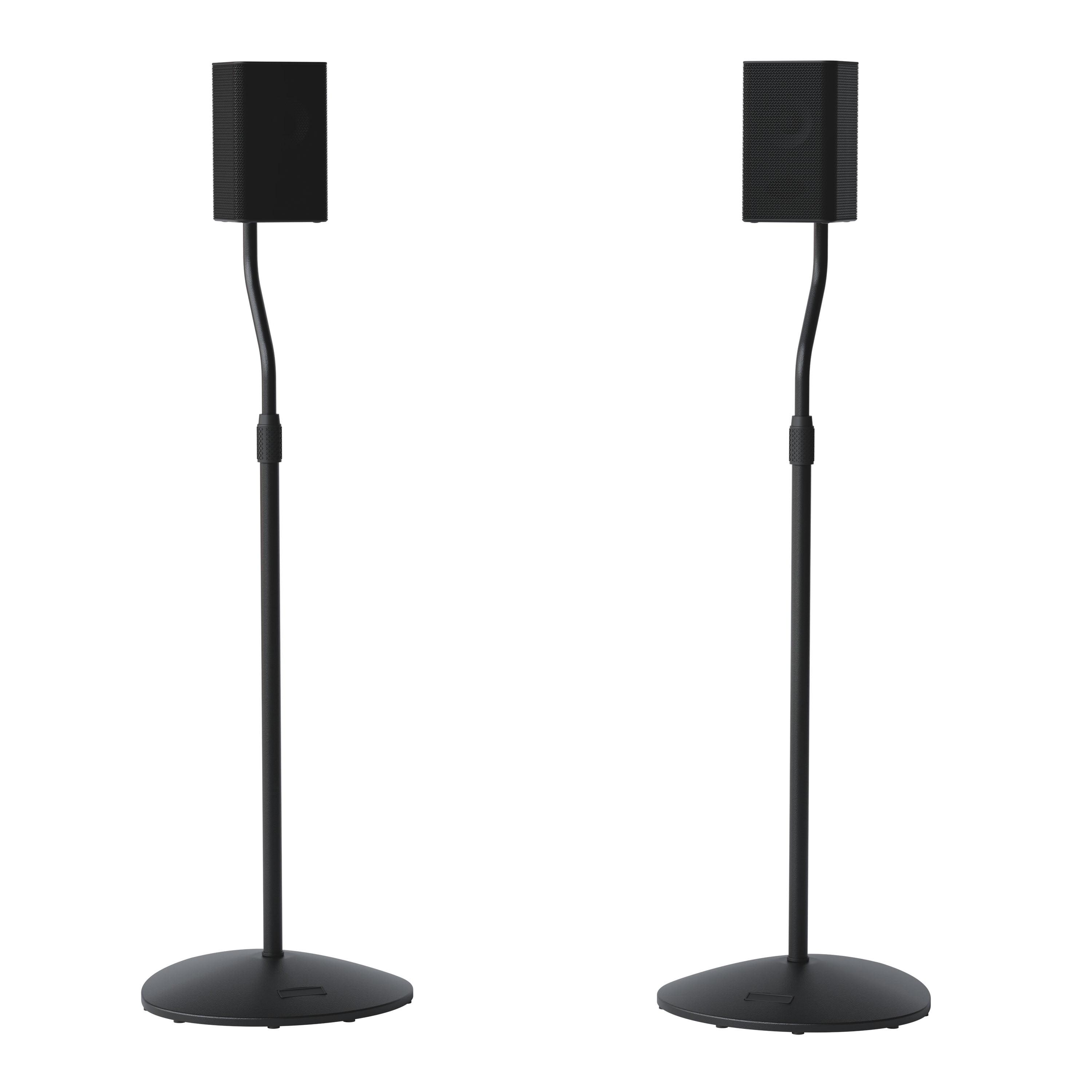 Black Adjustable Height Steel Speaker Stand Pair