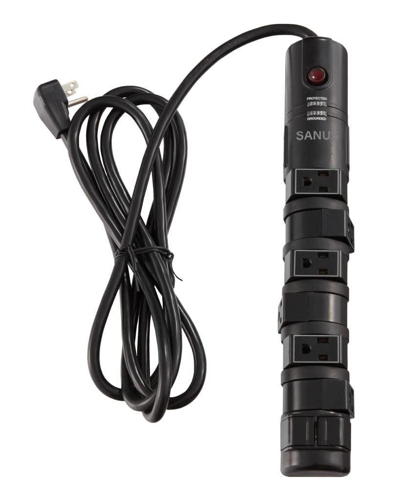 SANUS Surge Protected Power Strip with 6 rotating and 2 fixed outlets