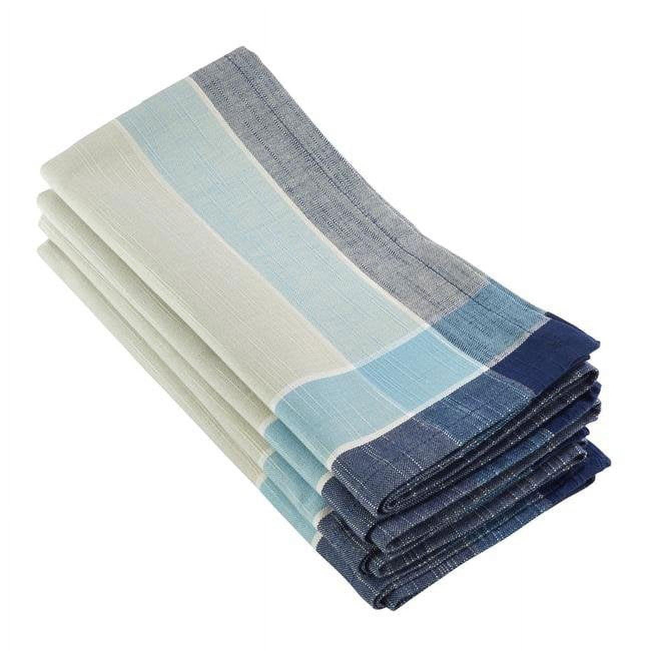 Aqua Palmaria Plaid Cotton Dinner Napkins, Set of 4