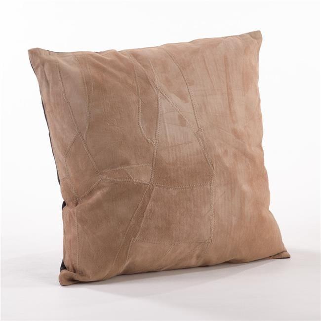 16"x16" Classic Leather Poly Filled Square Throw Pillow Camel - Saro Lifestyle: Indoor Faux Leather, Removable Cover, Zip Closure