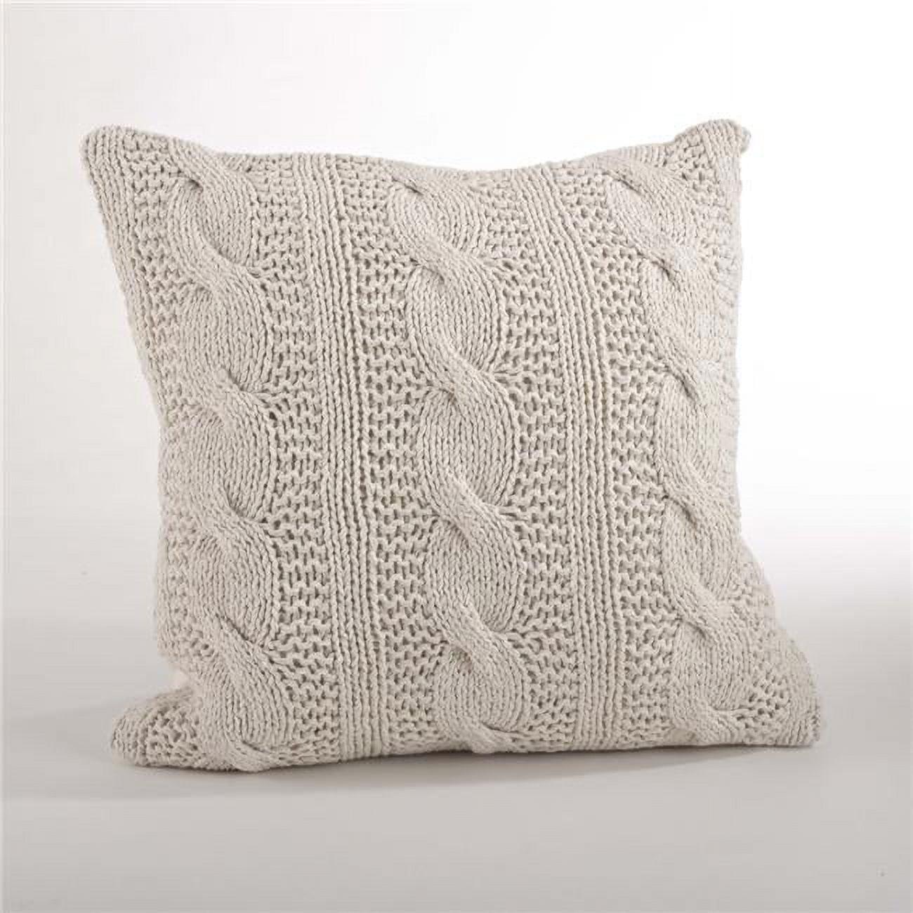 Vanilla Cable Knit Cotton Square Throw Pillow Set