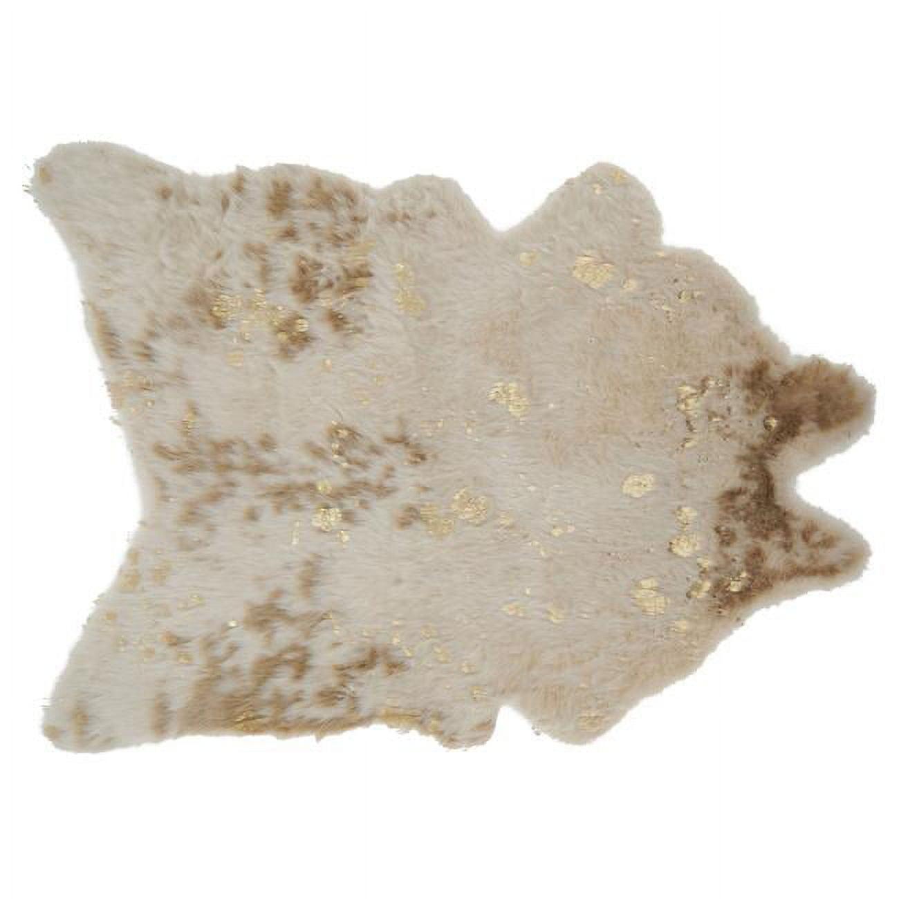 Ivory Faux Cowhide Rug with Metallic Accents, 24" x 35"