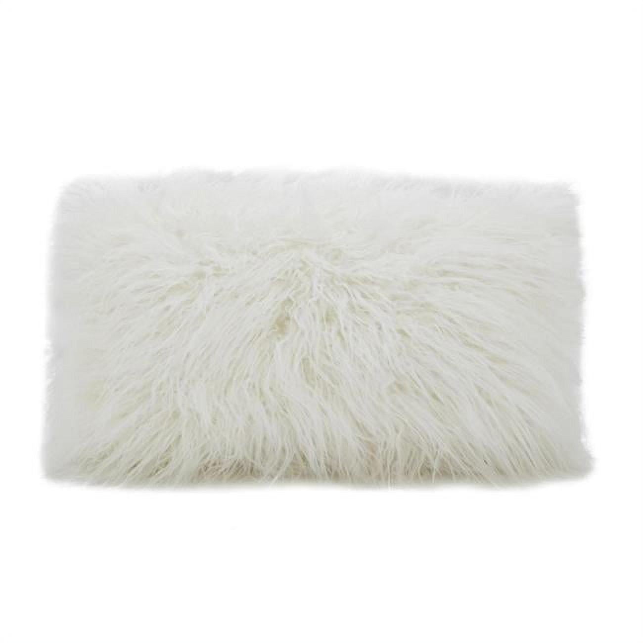 Poly Filled Faux Mongolian Fur Throw Pillow - Saro Lifestyle