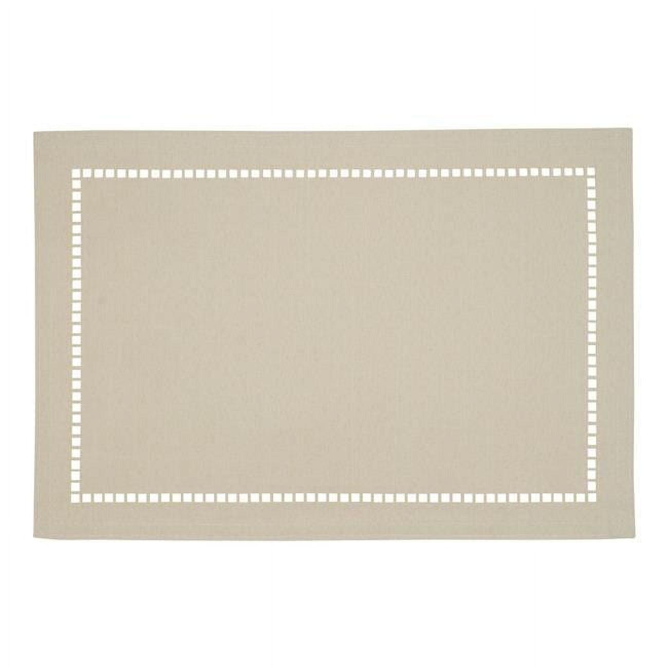 Saro Lifestyle Placemats With Laser-Cut Hemstitch Design, White, (Set of 4 pcs)