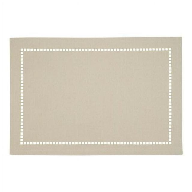 Saro Lifestyle Placemats With Laser-Cut Hemstitch Design, White, (Set of 4 pcs)
