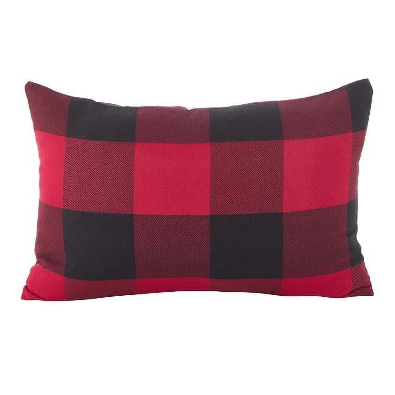 Elegant Buffalo Check Plaid Cotton Down Throw Pillow 20"L x 13"W