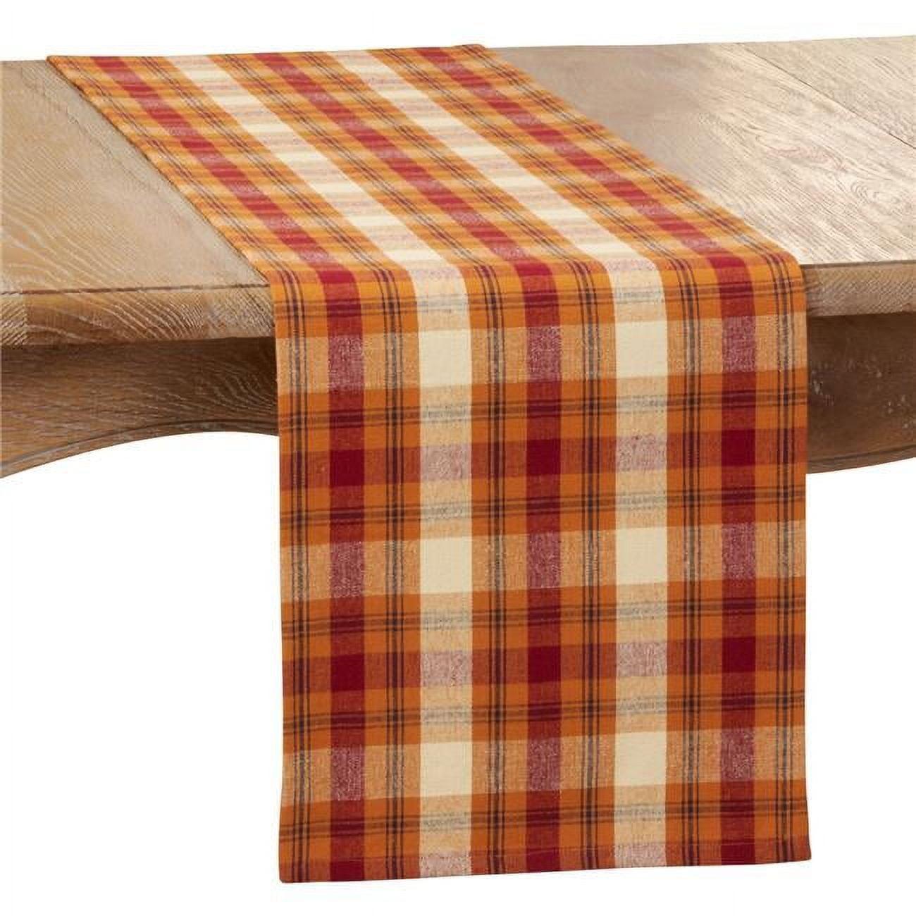 Saro Lifestyle Plaid Runner, Rust, 13" x 72"