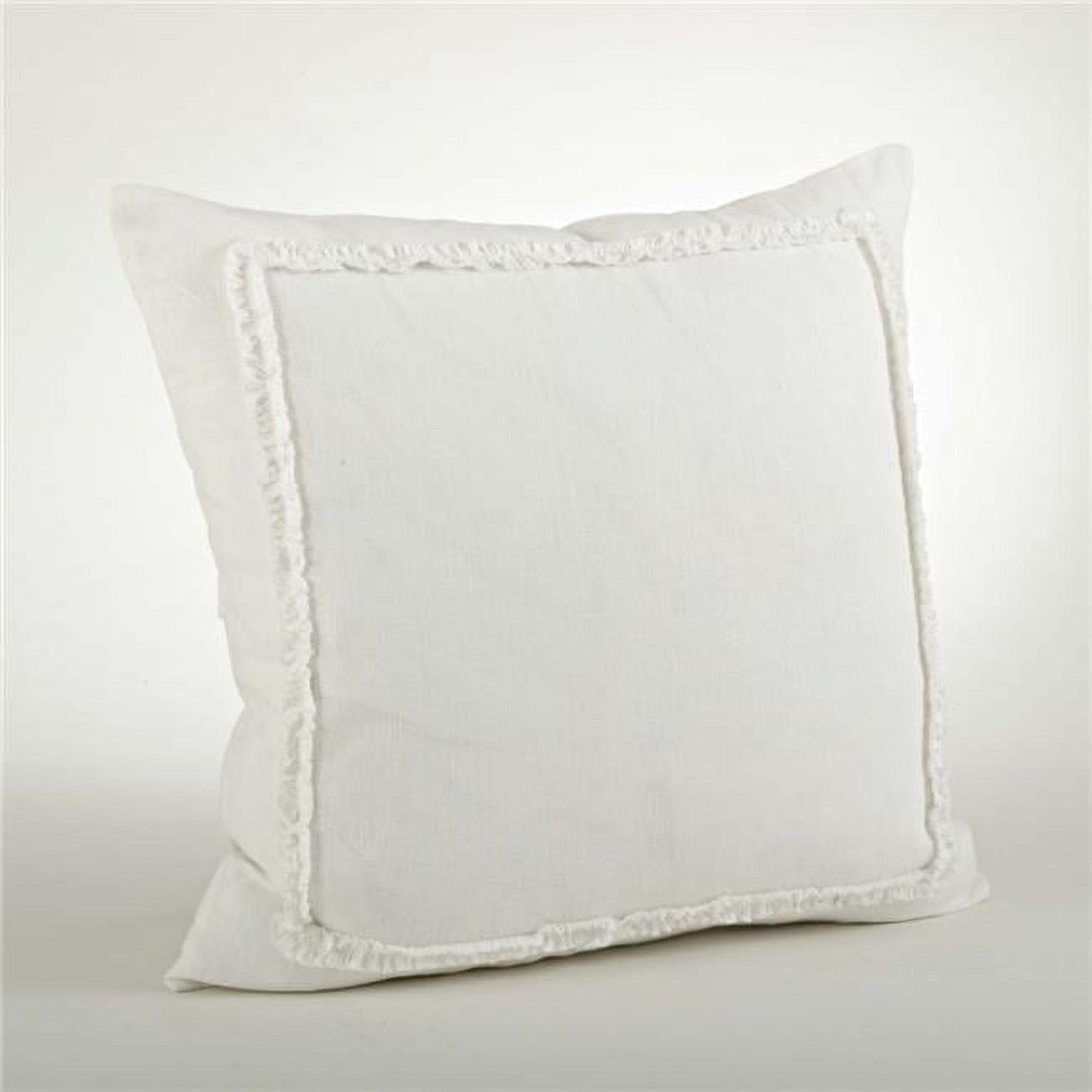 20"x20" Oversize Ruffled Design Square Throw Pillow Ivory - Saro Lifestyle: Linen Fabric, Duck Feather Filled, Zippered