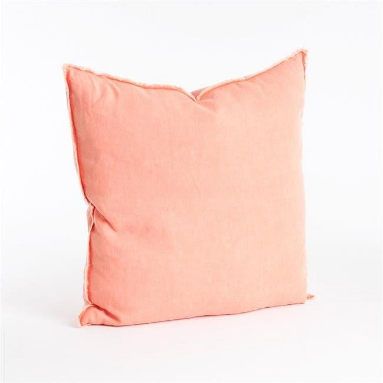 20"x20" Oversize Fringed Design Linen Square Throw Pillow Coral - Saro Lifestyle