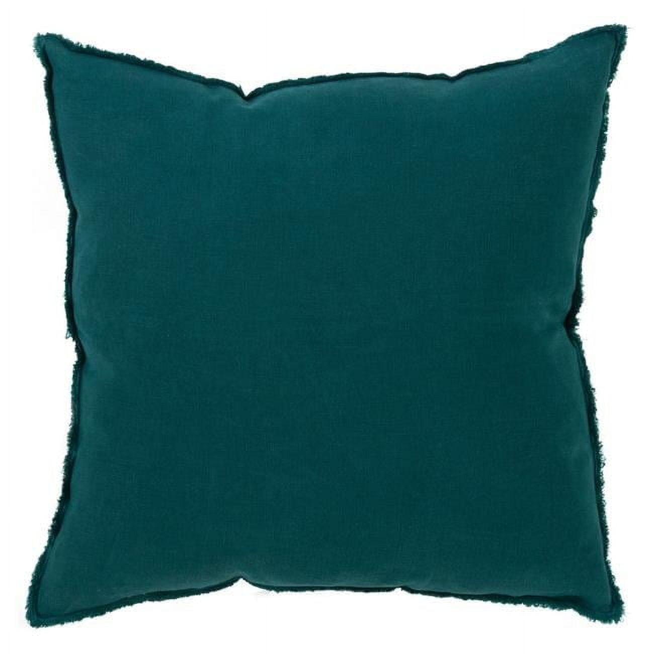 20"x20" Oversize Fringed Linen Throw Pillow with Duck Feather Fill, Zipper Closure - Saro Lifestyle
