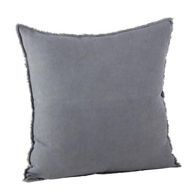 20"x20" Oversize Fringed Design Linen Square Throw Pillow Slate - Saro Lifestyle