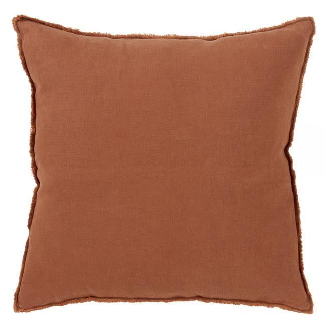 20"x20" Oversize Fringed Design Linen Square Throw Pillow Terracotta - Saro Lifestyle: Modern Indoor Decor, Duck Feather Filled
