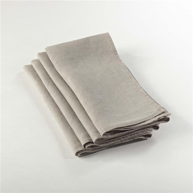 Saro Lifestyle Classic Comfort Stonewashed 100% Linen Napkin (Set of 4), 20", Beige