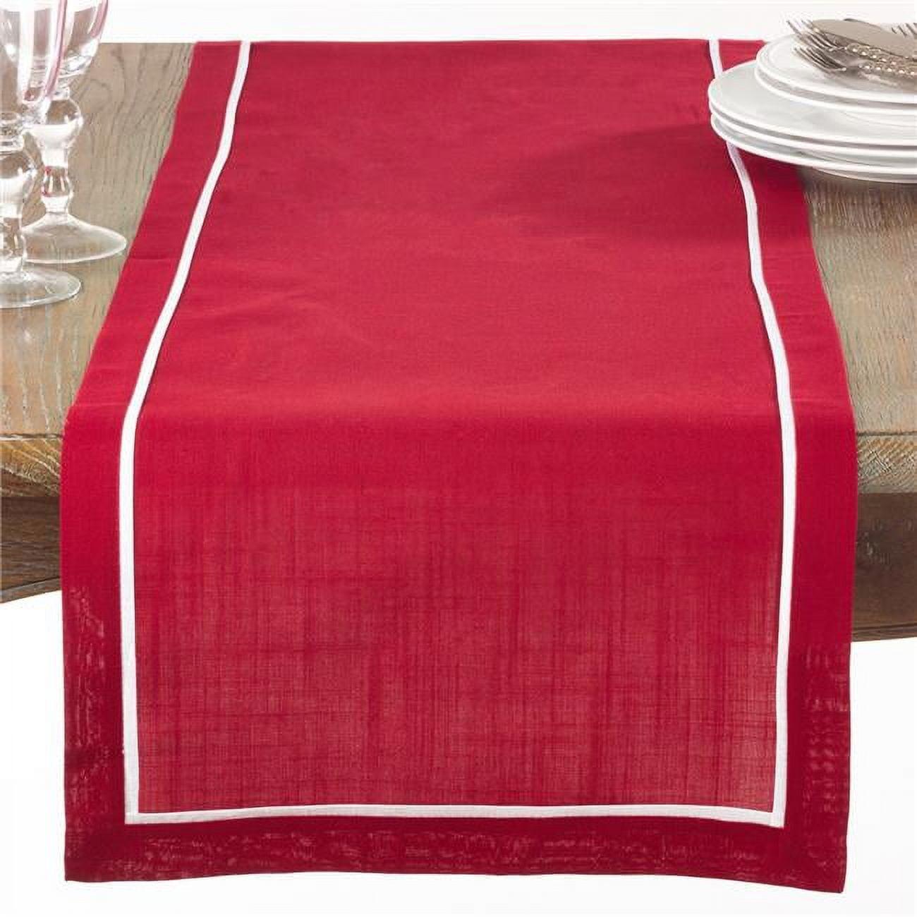 Cherry Red Fabric Placemats with White Border, Set of 4